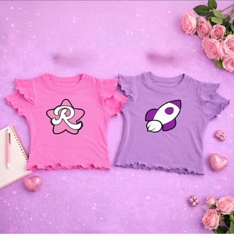 Camiseta Emily Vick Croped Modinha Blusa Emily Vick Foguete Ketlen Os Rosas - Canelado Ribana