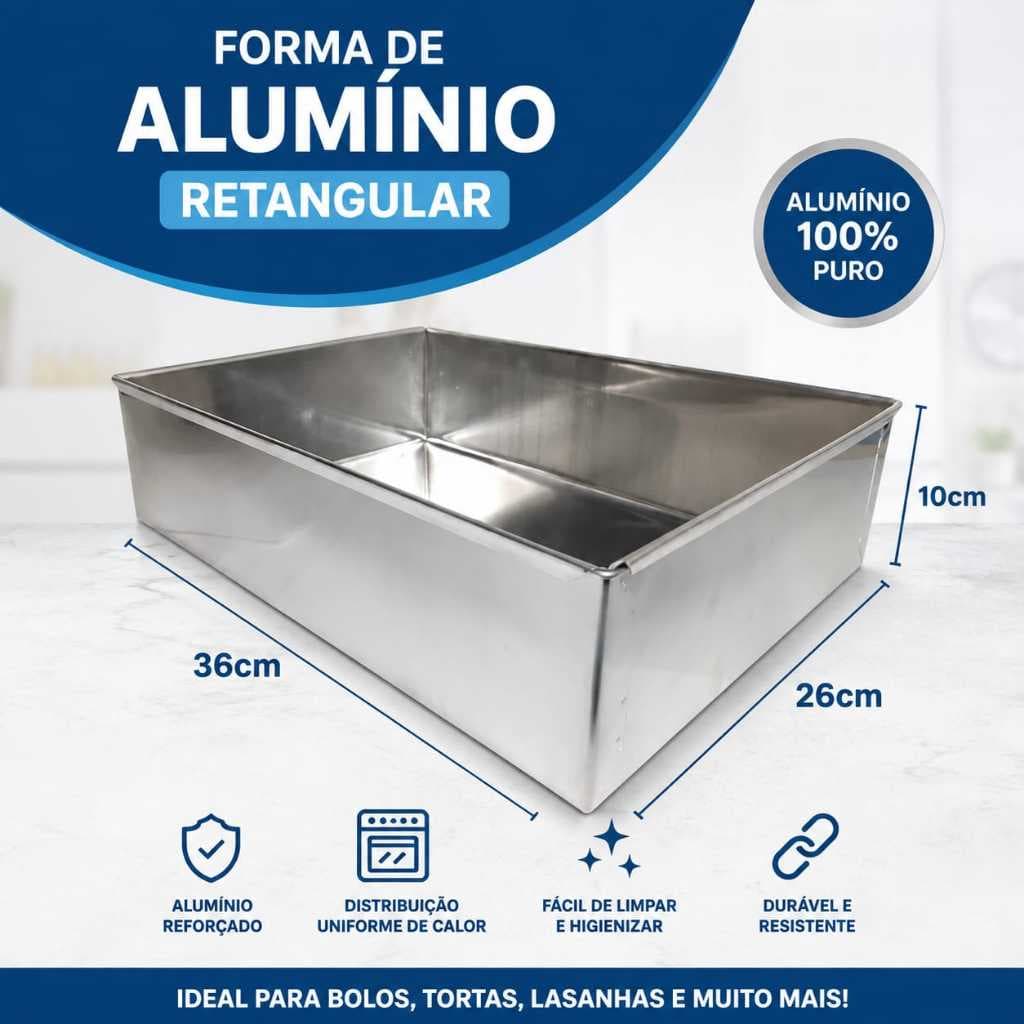 Forma 36x26x10 Assadeira Retangular Bolos Forma Fundo Fixa Alta de Alumínio Resistente