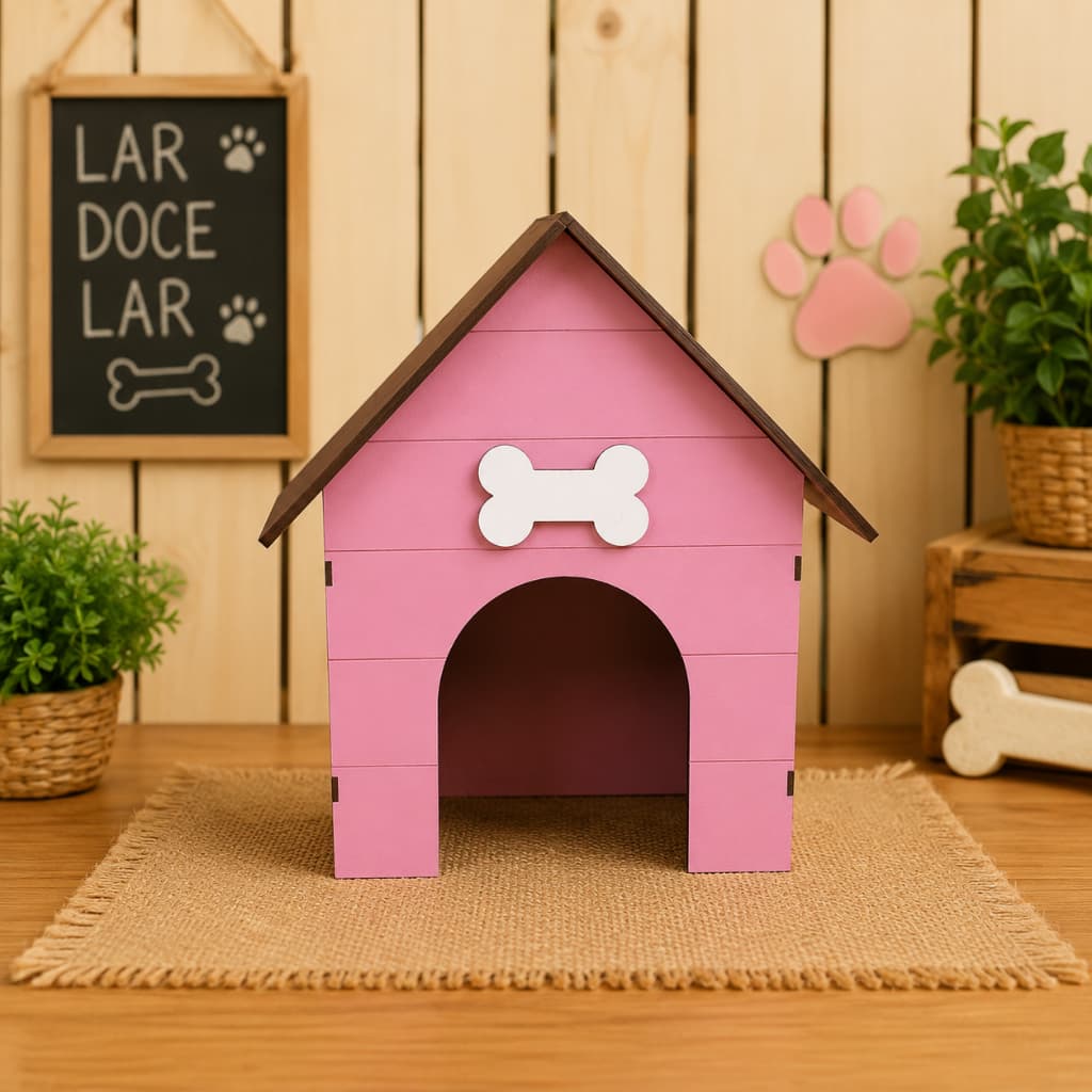 Casinha G Rosa Patrulha Canina Cachorro Mdf Centro De Mesa Decoração Festa