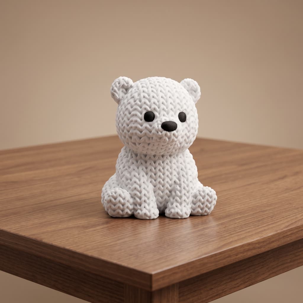 Urso Polar de Tricô Decorativo em Impressão 3D