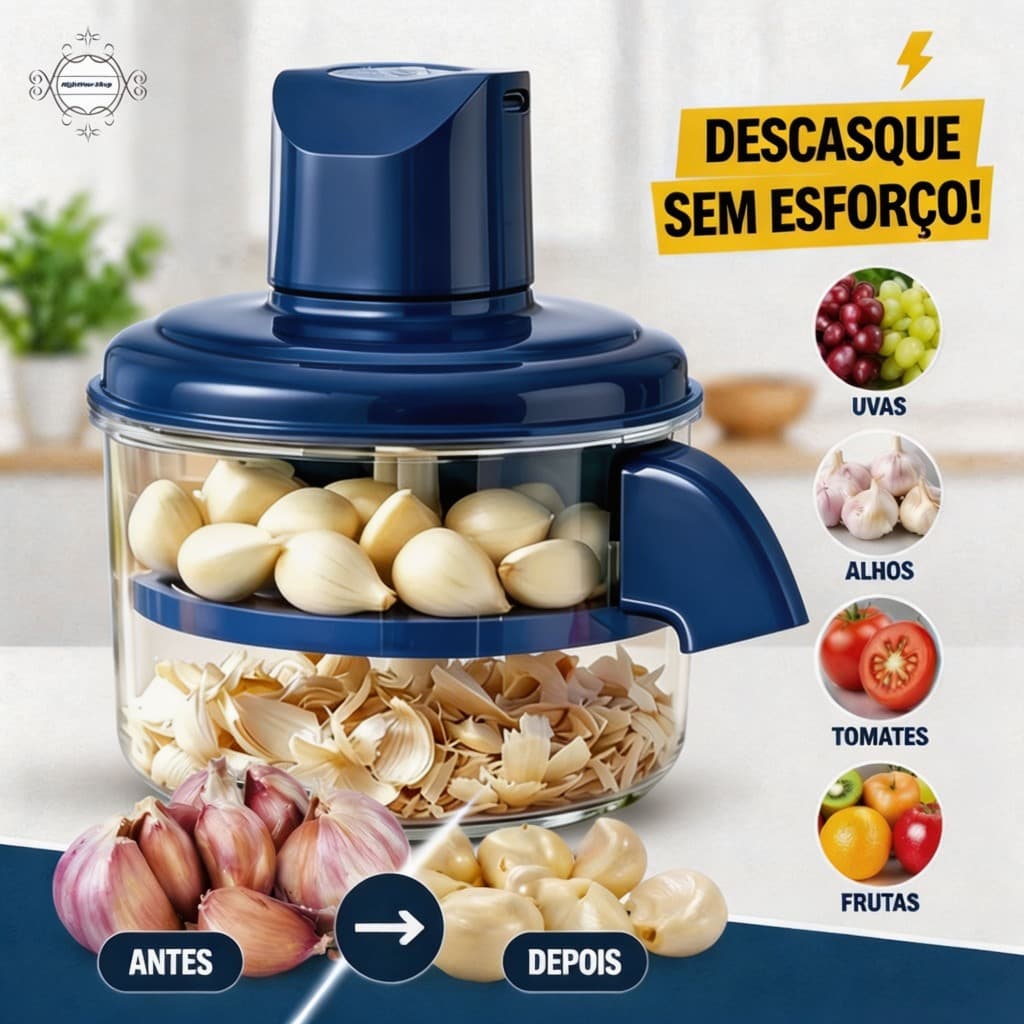 Descascador Elétrico Multifuncional Recarregável para Frutas Legumes Uvas Alho e Tomate