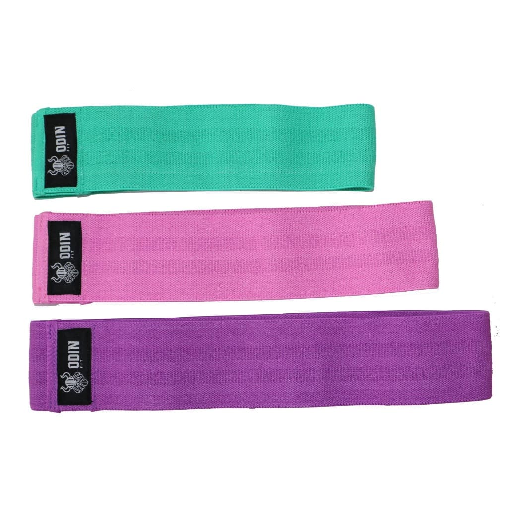 Kit com 3 Faixas Elásticas de Exercício Hip Band Mini Band Tecido Elástico - Odin Fit