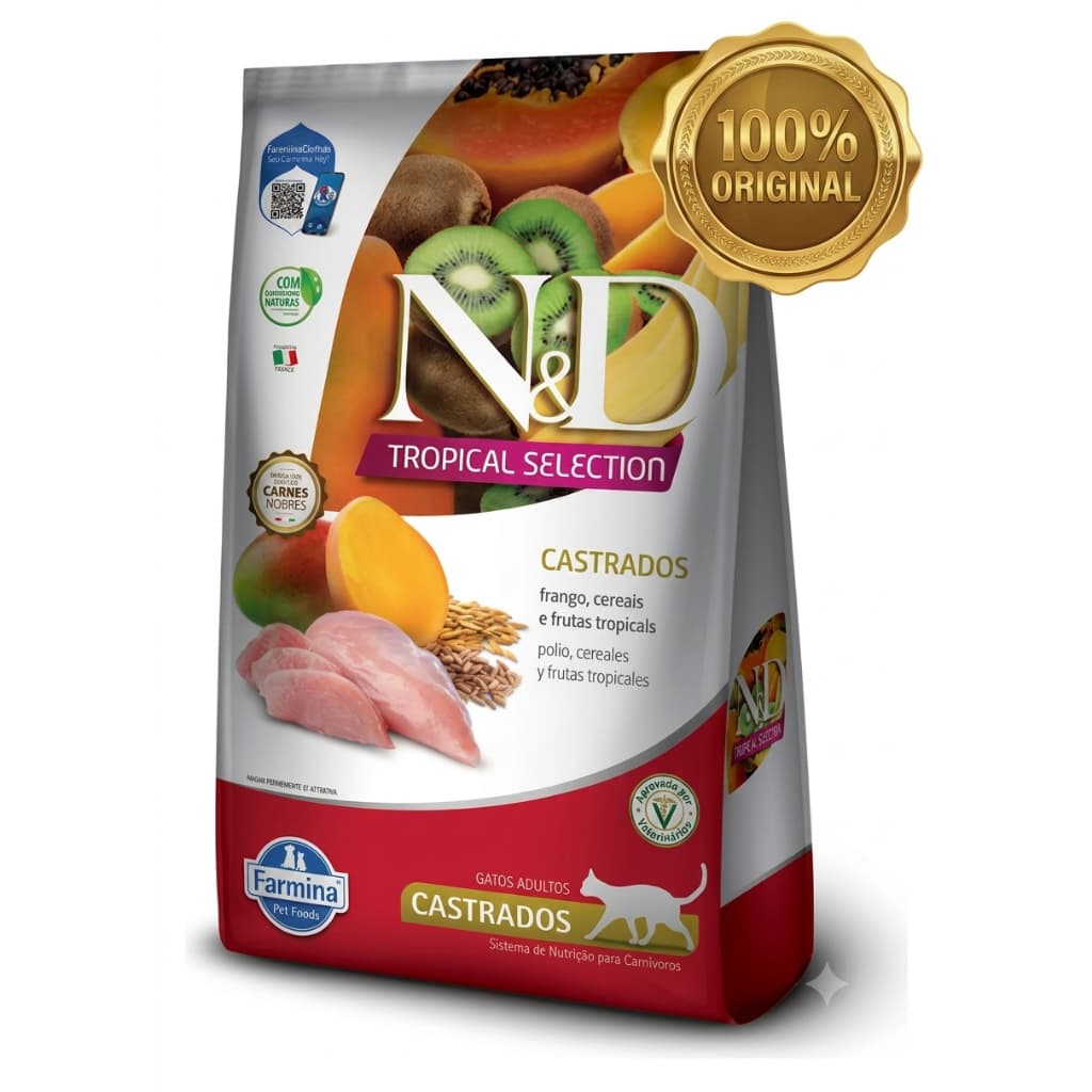 Ração ND Tropical Gatos Castrados Frango e Frutas Tropicais 1,5kg - Farmina