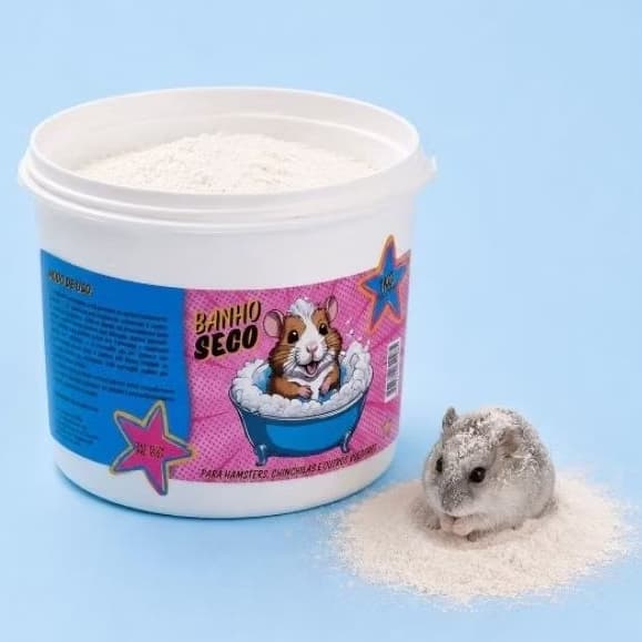 1KG Pó de Banho a Seco para Roedores Chinchila, Hamster, Coelhos