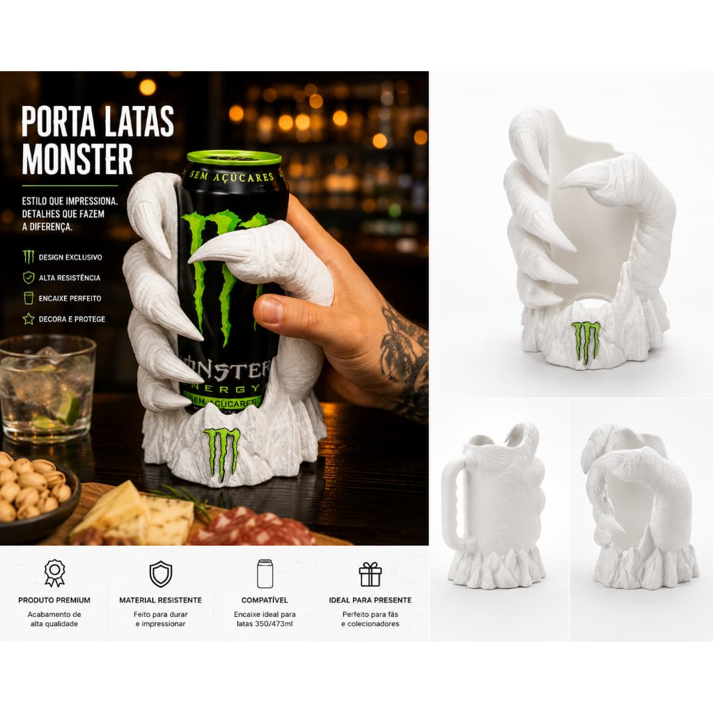 Suporte Porta Lata Monster Energy Garra Monstro Unhas