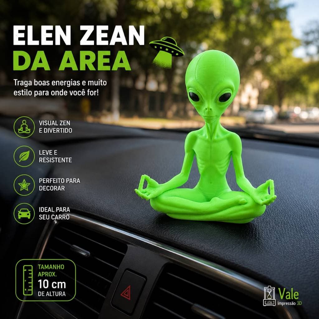 Alien Zen Decorativo 10 cm em Impressão 3D – Enfeite para Carro, Mesa e Decoração