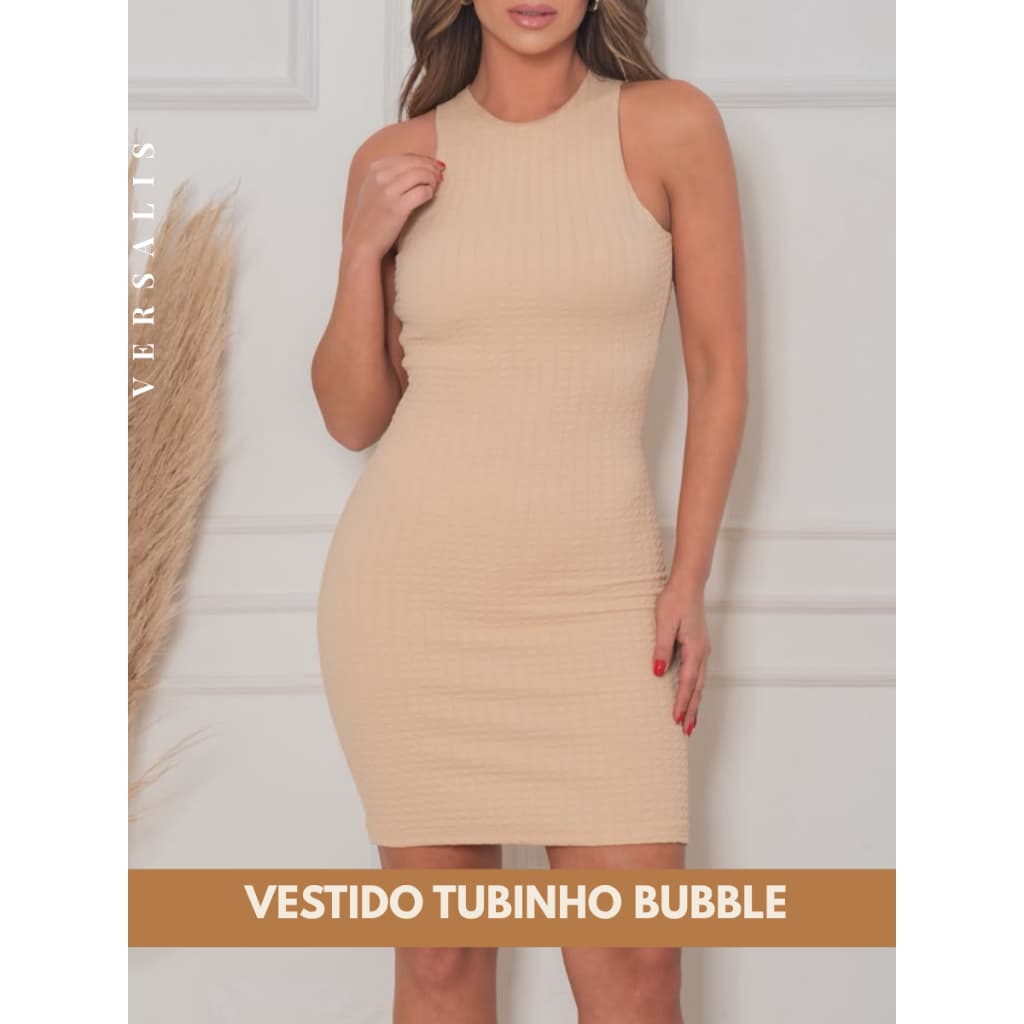 Vestido Tubinho Regata Bubble Curto Verão Moda Feminino