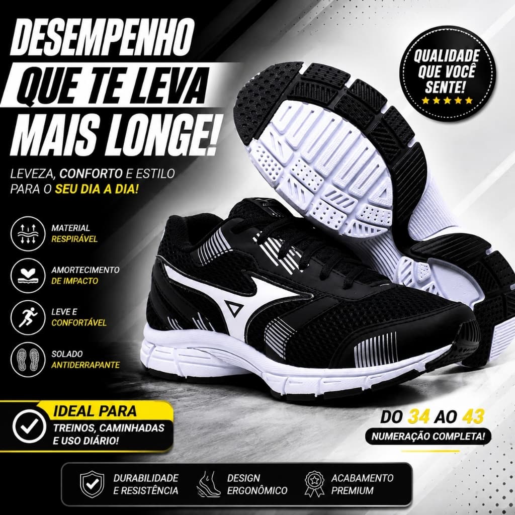 Tênis esportivo masculino academia caminhada treino corrida leve original 34 ao 43 MEGA OFERTA