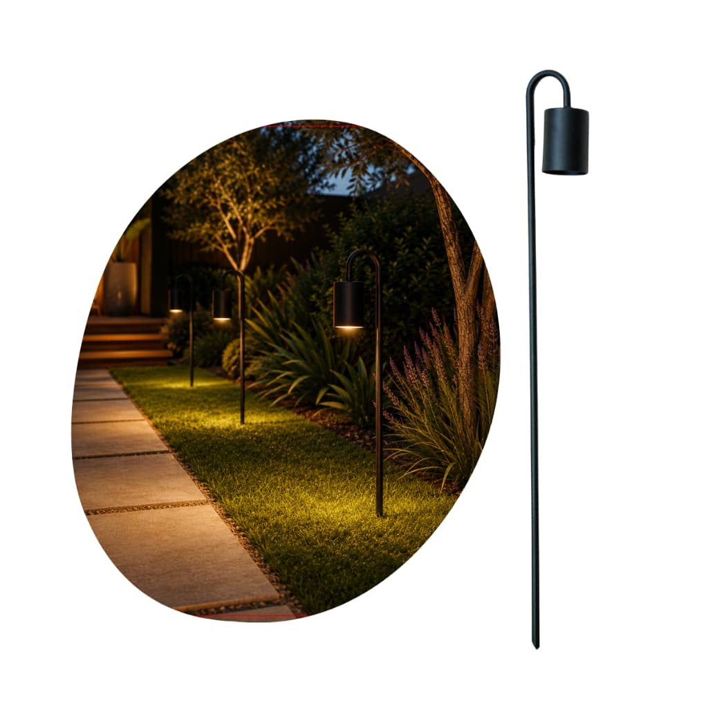 Luminária Poste Balizador Jardim Curvo Com Dicroica - 75cm