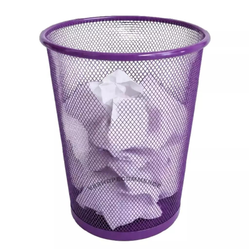 Lixeira Metal Aramado Telada Cesto Lixo 10 L Escritório /Casa na -Cor Roxo