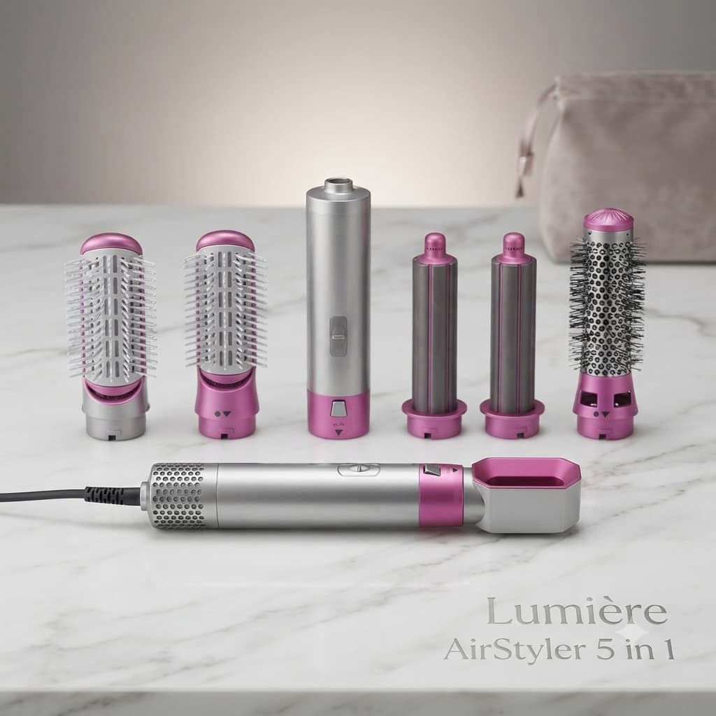 Escova Secadora 5 em 1 Modelador de Cabelo Multifuncional Seca Alisa Modela e Dá Volume Lumière AirStyler