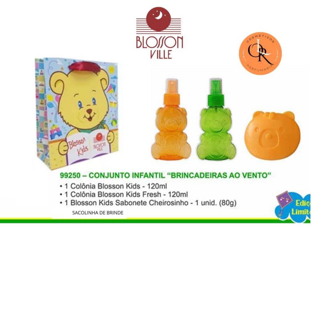 KIT Brincadeiras ao vento - Blosson Ville - (BLOSSON KIDS 120ML +  FRESH 120ML + Sabonete em Barra )