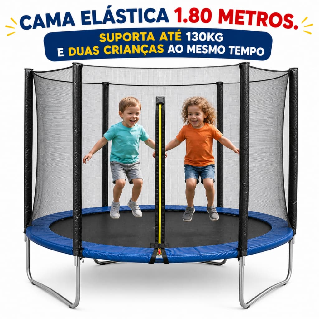 Cama Elástica Pula Pula Infantil Trampolim 1,80m Até 130kg Com Rede De Proteção