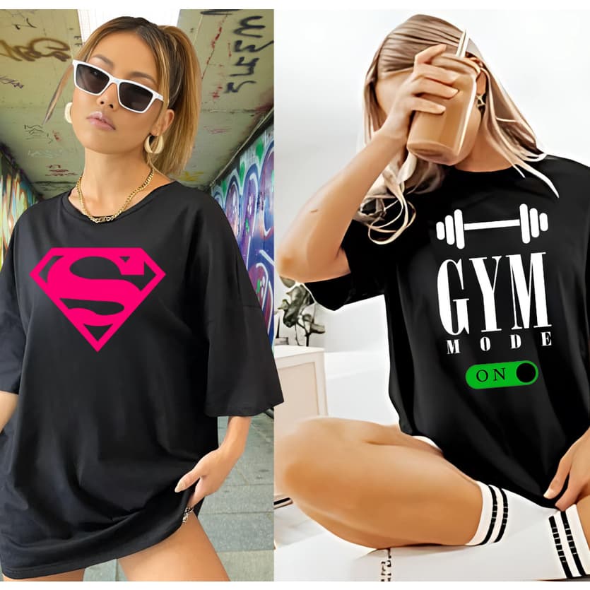 Kit 2 Oversized Camiseta Blusão Larga Academia Camisa Treino Crossfit Corrida
