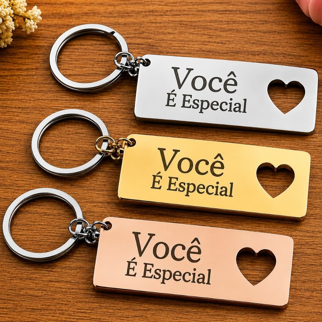 Kit Chaveiro em Acrílico Você é Especial Coração Vazado Lembrancinha