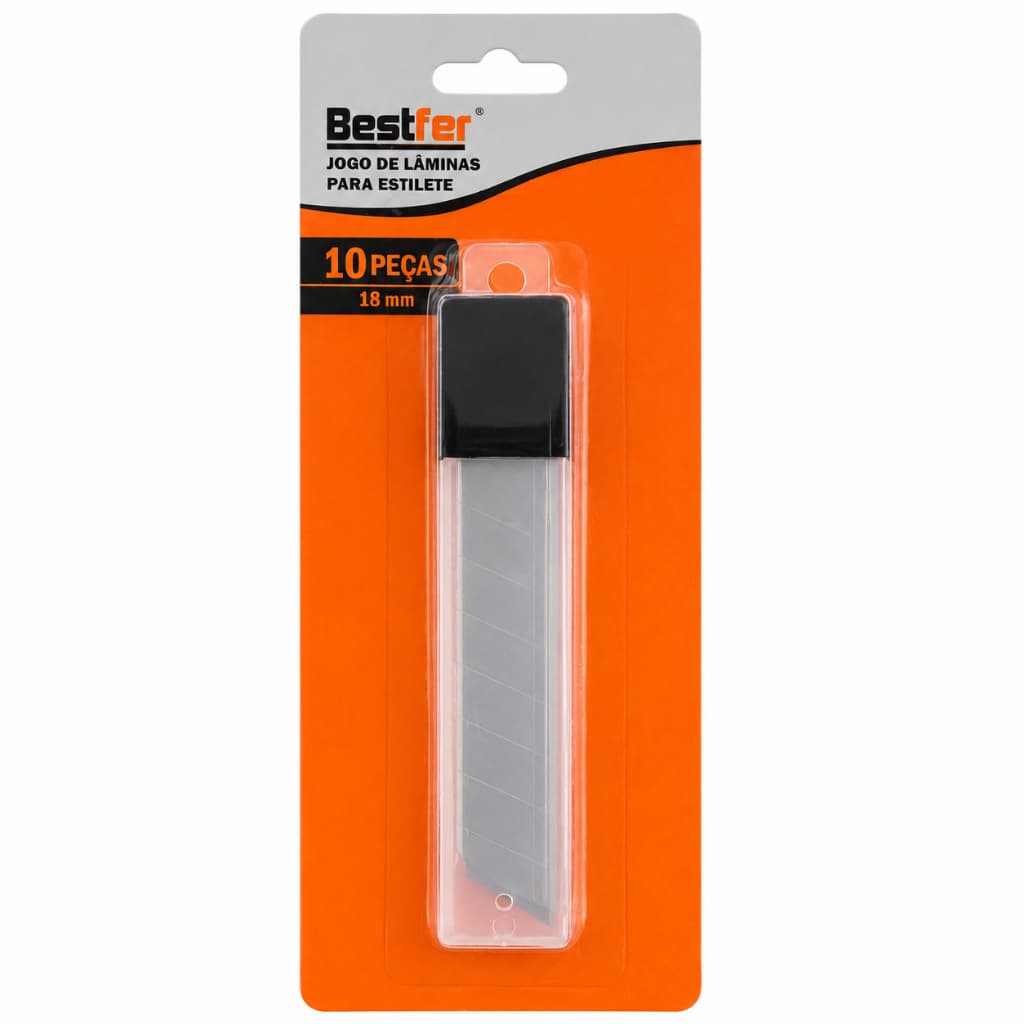 Kit Refil Com 10 Laminas Para Estilete 18mm Com Marcações De Quebra