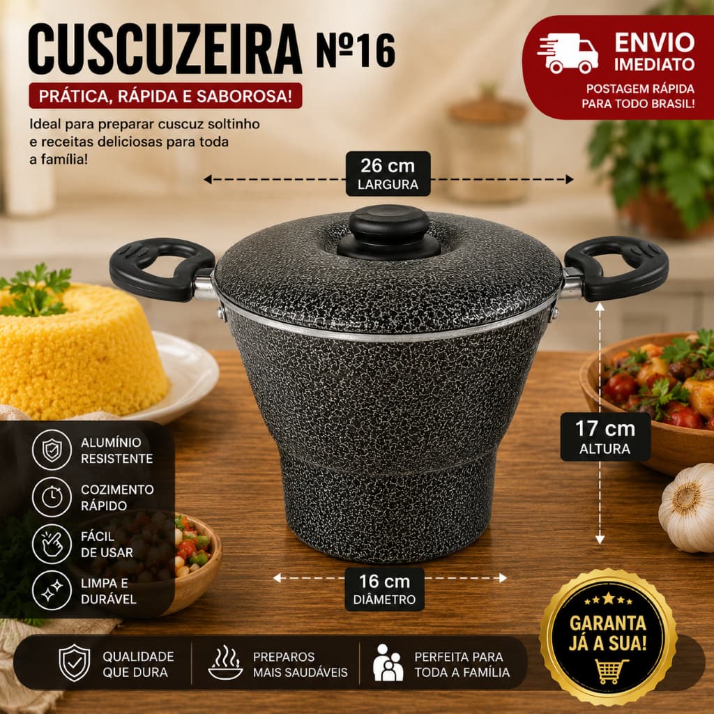 Cuscuzeiro Craqueado N16 Em Alumínio Panela Cuscuzeira Serve 4 Pessoas