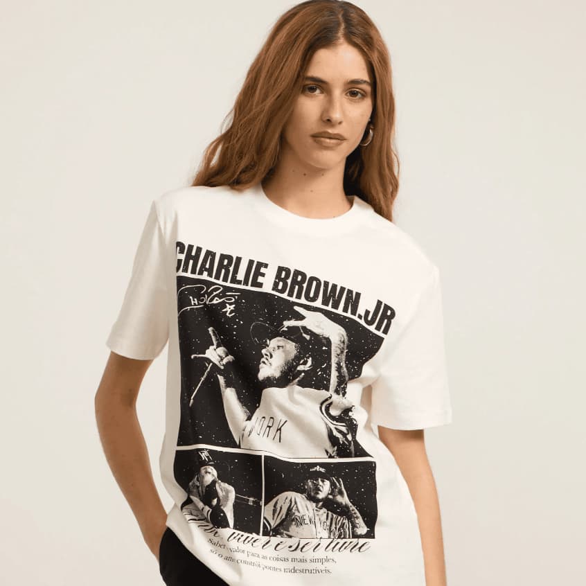 Camiseta Feminina  Charlie Brown Jr Camisa Casual Tendência Camisa