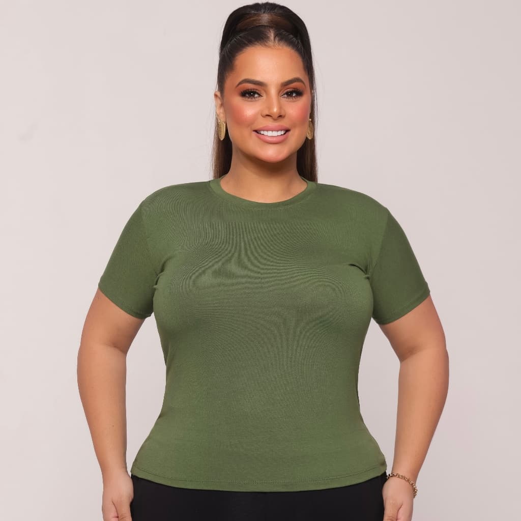 Blusa Feminina Visco lycra Blusa Feminina Elegante Blusa Lisa Camiseta Plus Size Feminina GG ao G3