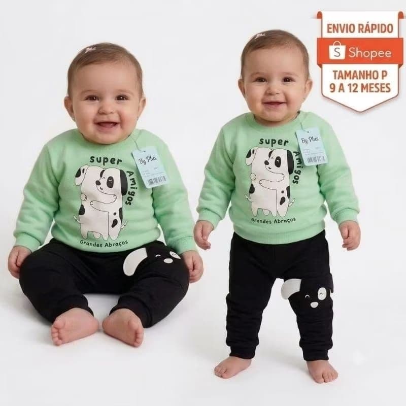 Conjunto Infantil Bebê P 6–12 Meses | Macio, Confortável e Alta Qualidade