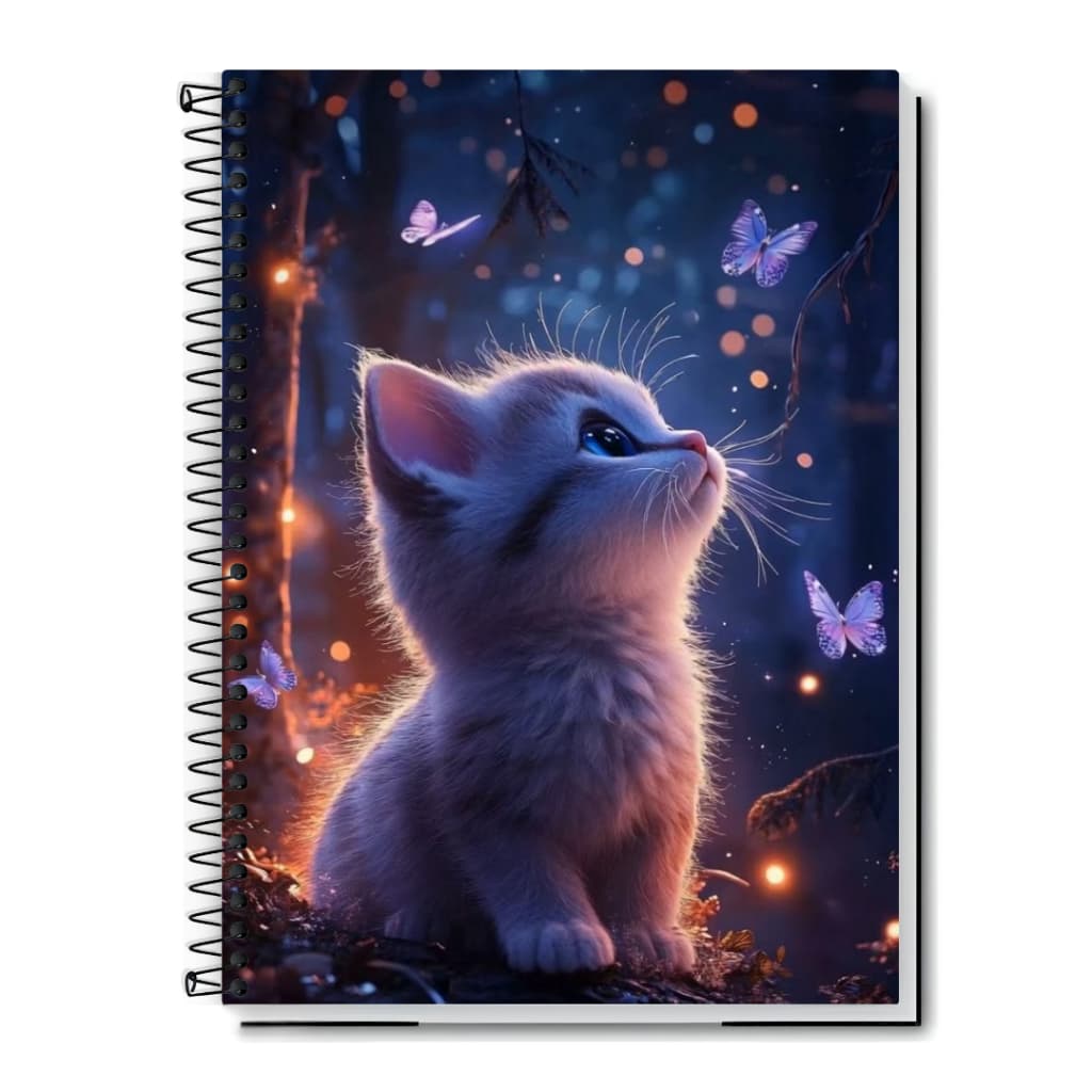 Caderno Universitário | Gatinho Fofo | Capa Dura & Espiral 1,10,15 e 20 Matérias
