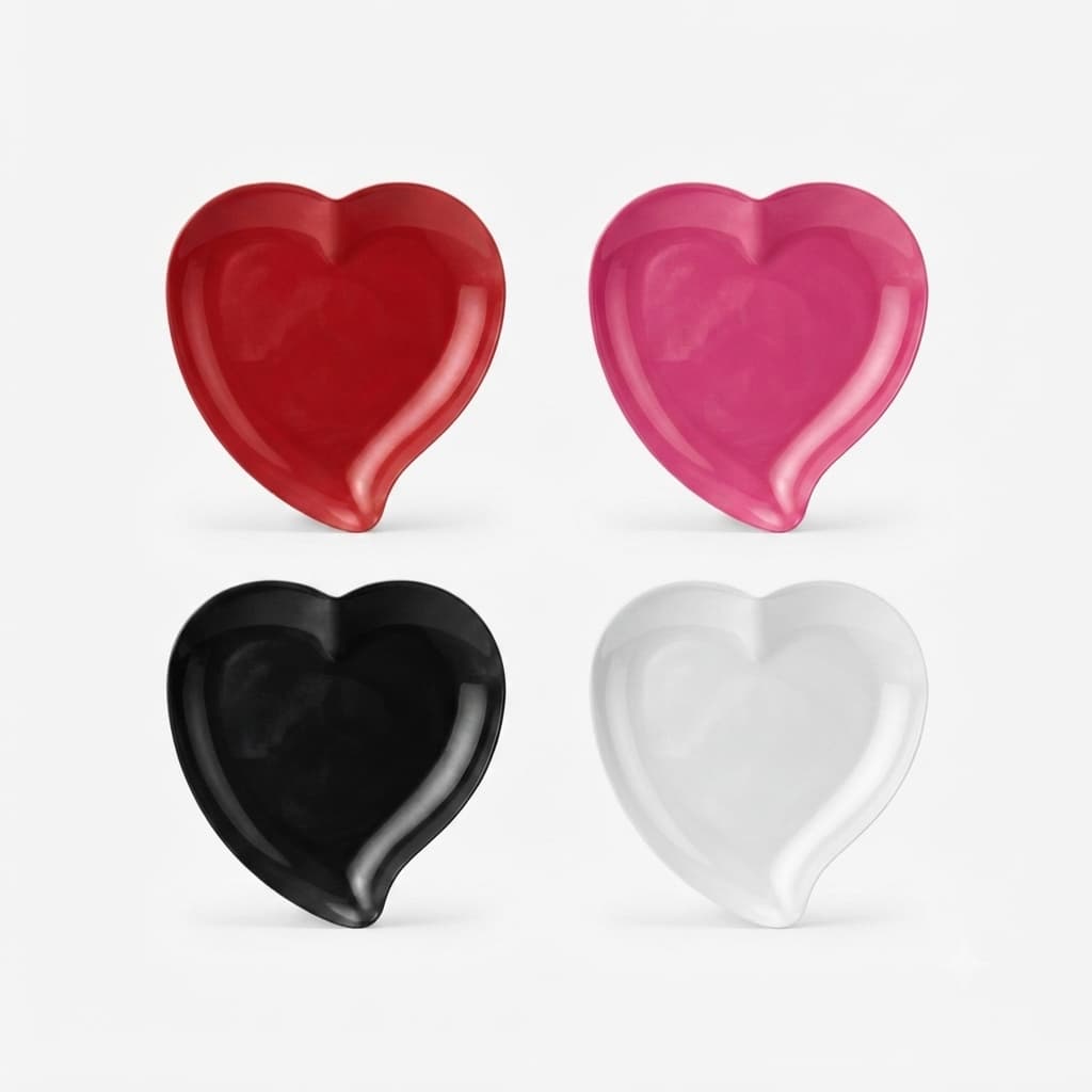 Conjunto 5 Pratos ❤️ Base Decorativa em Formato de Coração – Plástico Polipropileno