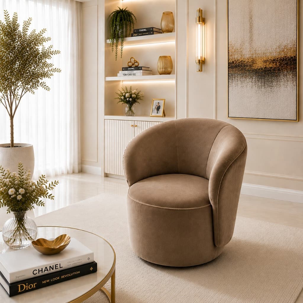 Poltrona Orgânica Curvo Veludo Confortavel Aconchegante Para Sala De Estar e Recepção Hotel Visammer