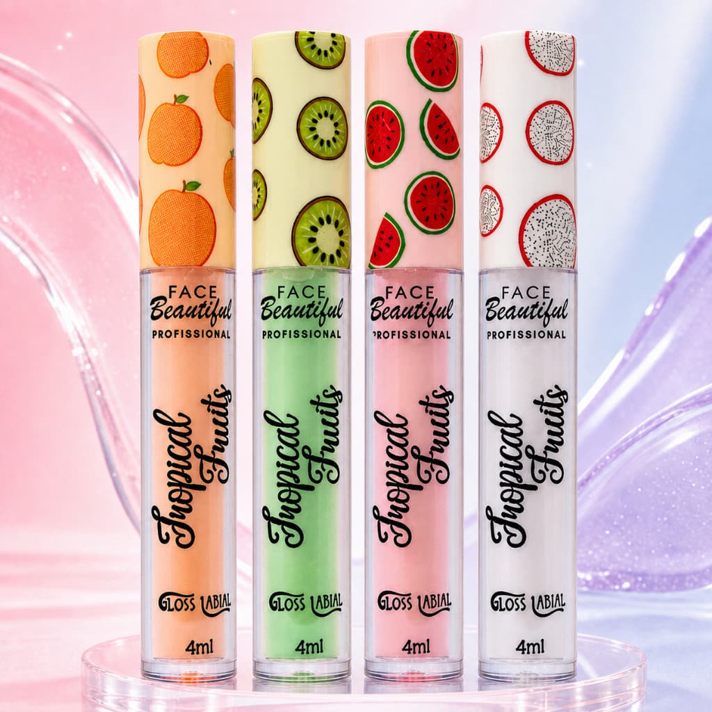 Gloss Labial Sabores De Fruta Tropical Face Beautiful 4ml - Hidratação e Brilho