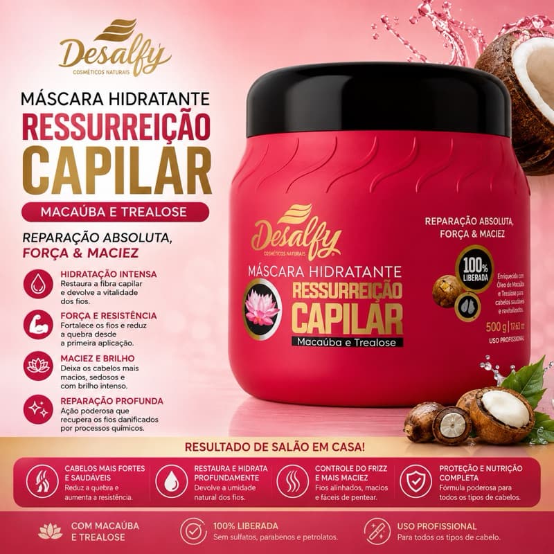 MÁSCARA HIDRATANTE RESSURREIÇÃO CAPILAR 500GR DESALFY