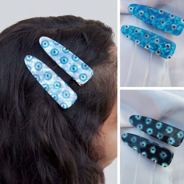 Kit 2 Presilha Olho Grego de Cabelo Grampo De Praia De Verão De Moda Blogueira