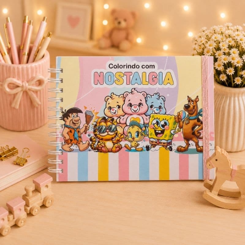 Livro/Caderno de colorir capa dura personalizado/Brinde folha de acetato