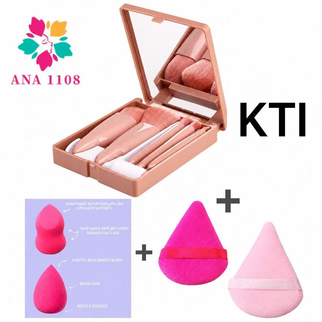ANA1108 5pincéis Para maquiagem Com espelho 2 Esponjas + 2 esponjade Pó diamante