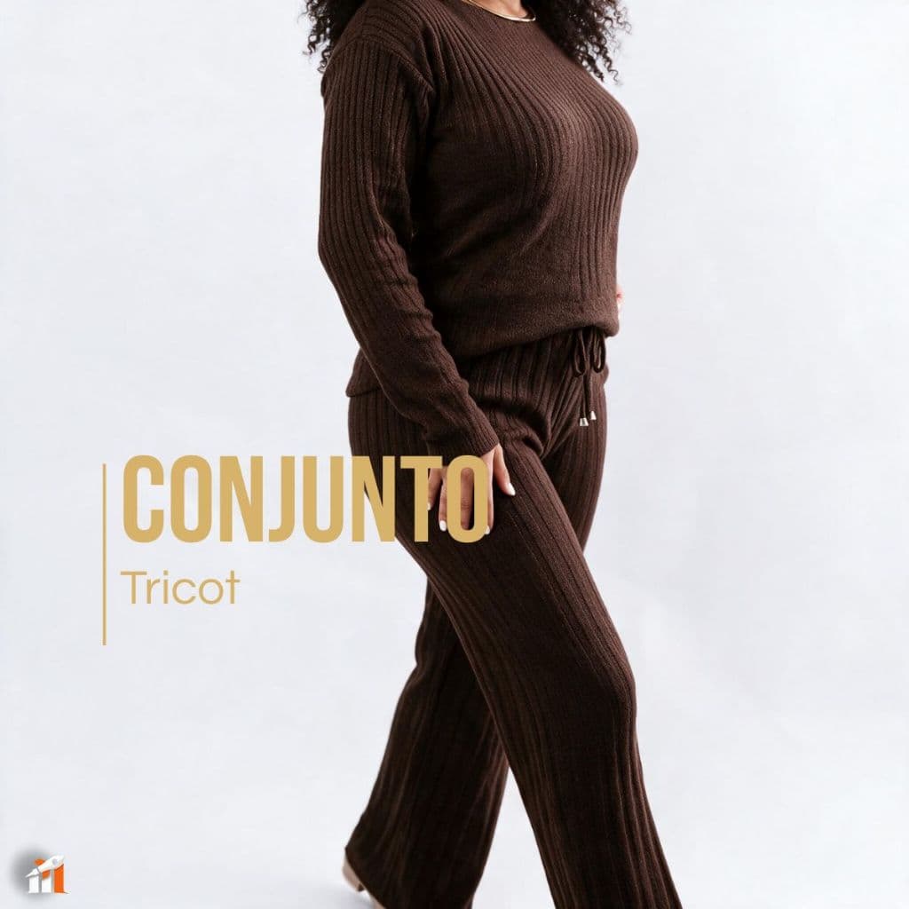 Conjunto Feminino Tricot Blusa e Calça Mousse Outono Inverno