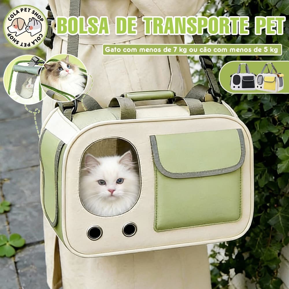 Bolsa Transporte para Gato Pet Respirável e Dobrável Abertura Frontal Alça de Mão e Ombro Viagem Veterinário