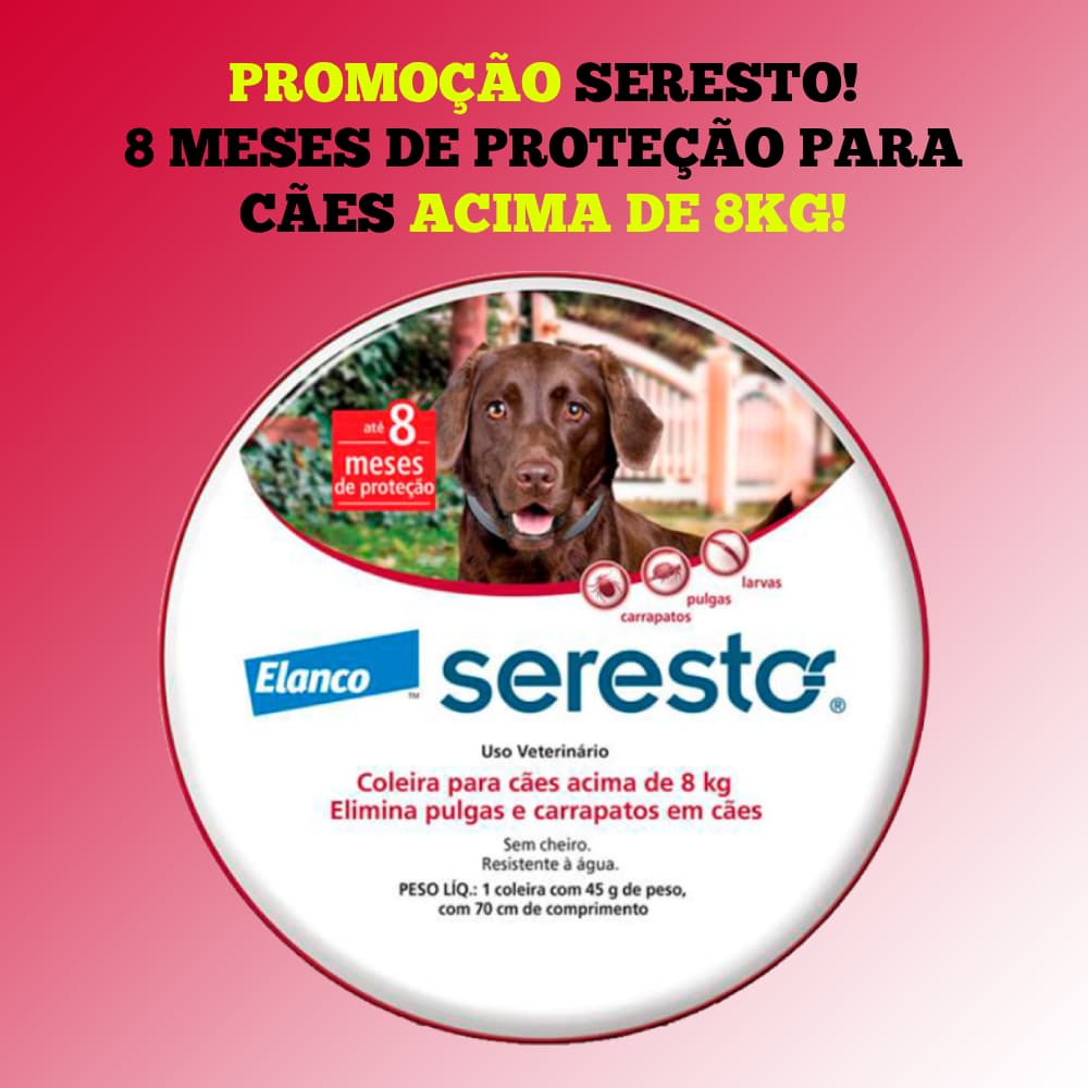 Seresto Elanco - Coleira antipulgas e carrapatos para cães acima de 8 kg