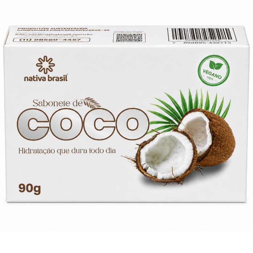 Kit 1 – Sabonete de Coco Nativa Brasil 90g – Hidratação Natural e Limpeza Suave