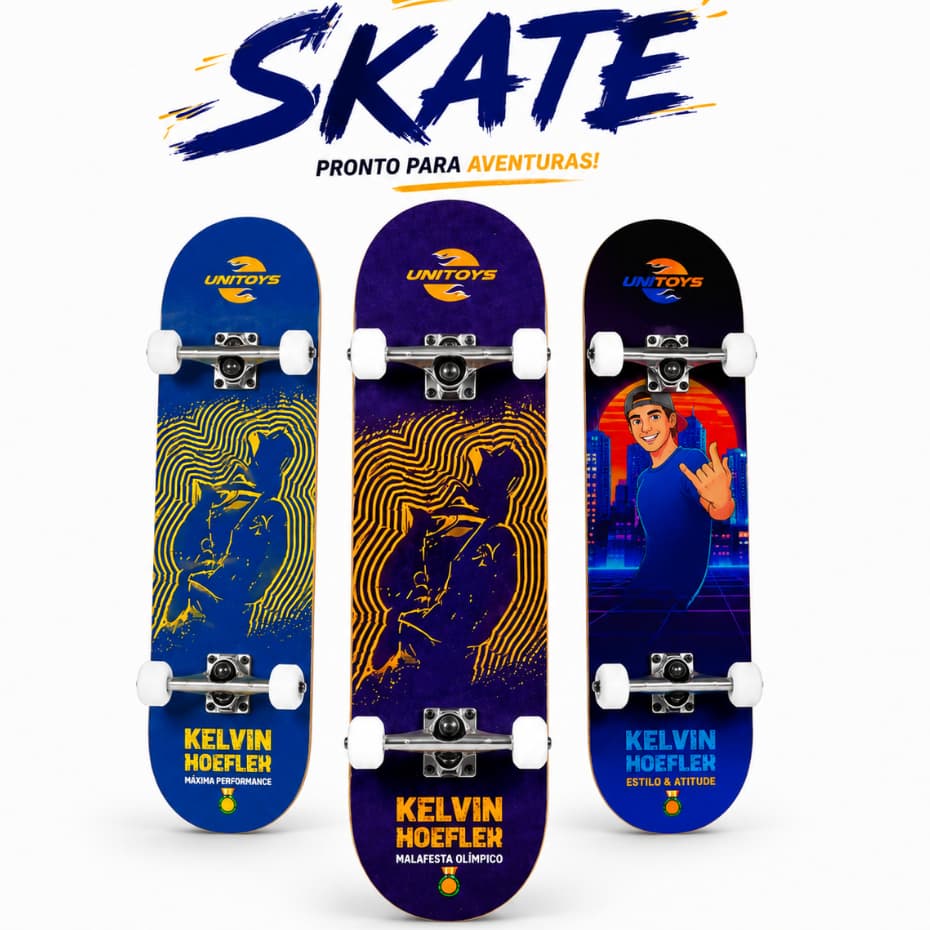 Skate Infantil Radical com Acessorios De Segurança Resistente Estampado - Envio Imediato