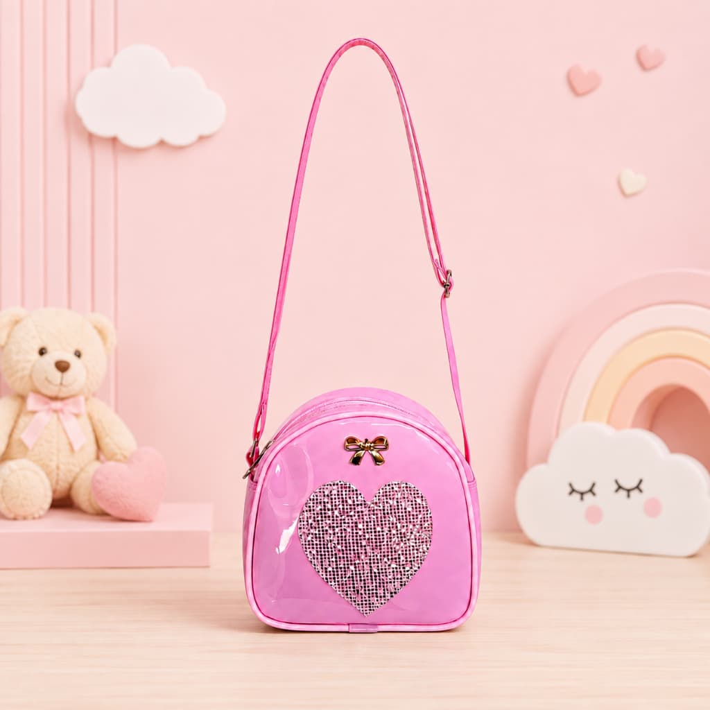 Bolsa Transversal Infantil Bolsinha Tiracolo Coração Menina Alça Regulável