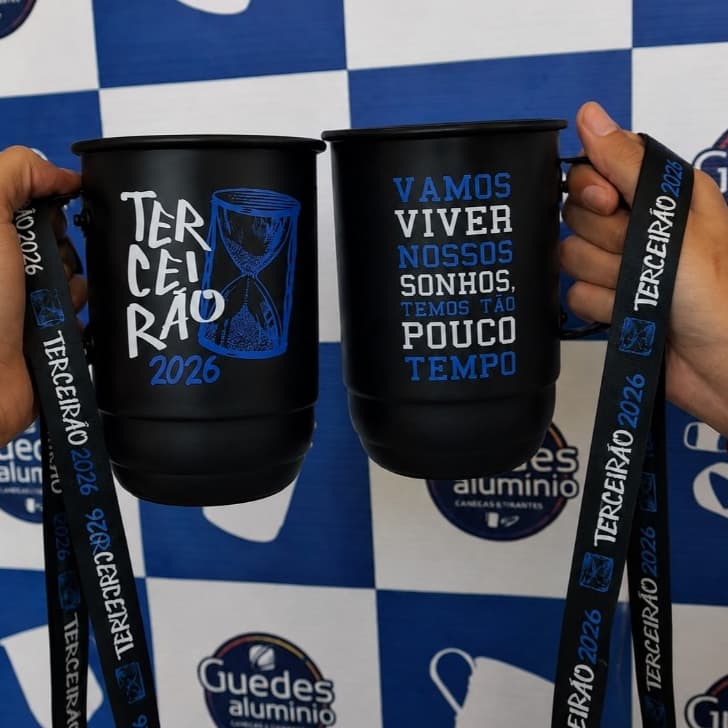 Caneca Terceirão 2026 Personalizada Alumínio 850ml + Tirante Formatura