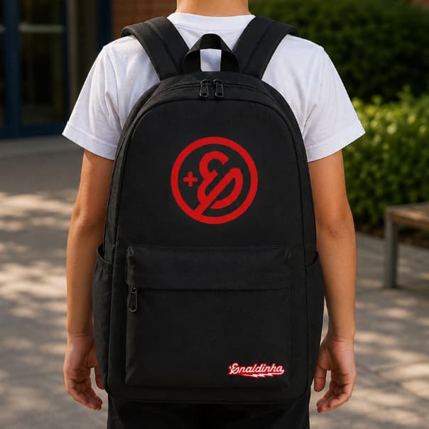 Mochila Enaldinho Vermelho Youtuber Espaçosa Escola Viajem Passeio