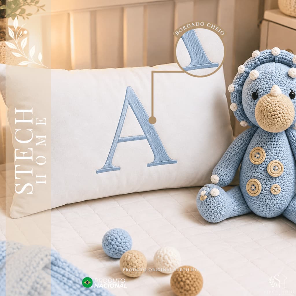 Almofadinha Almofada PERSONALIZADA INICIAL Bordada Decorativa Enxoval de bebê - Azul