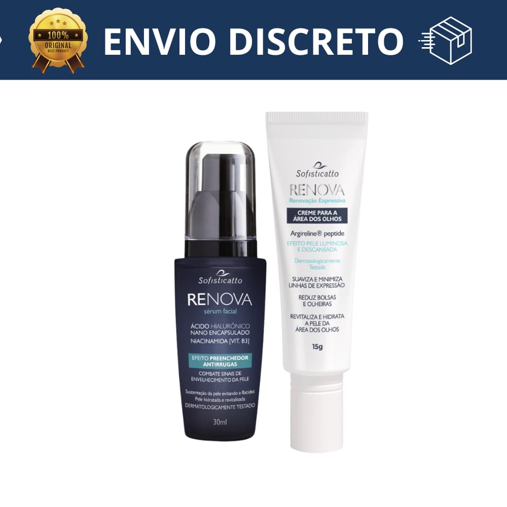 Kit Renova Sofisticatto | Sérum Facial + Creme para Área dos Olhos | Hidratação e Renovação da Pele