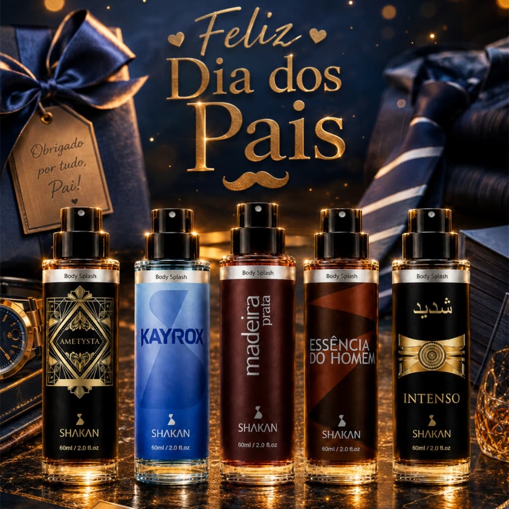 Kit 5 Perfumes Masculinos 60ml Body Splash Dia dos Pais Presente Masculino Fragrâncias Marcantes Shakan Uso Diário Spray