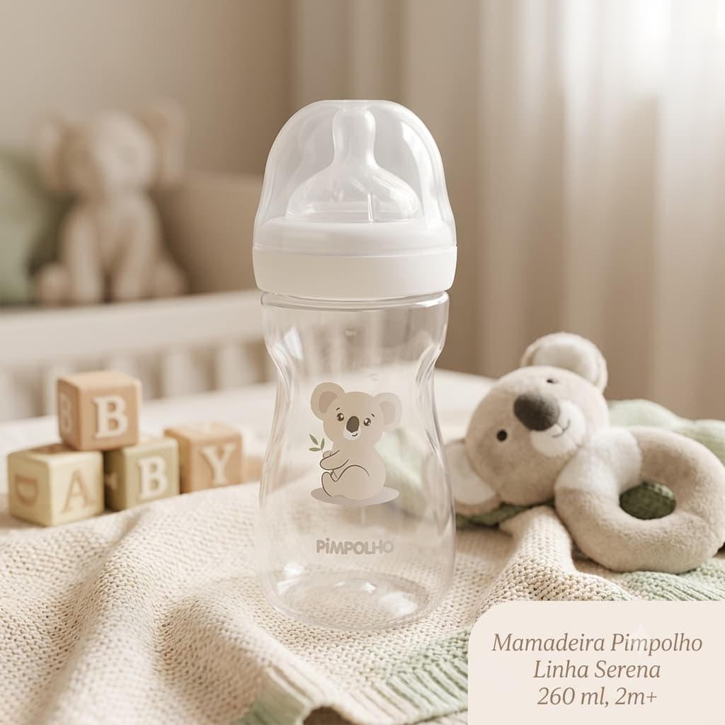 Mamadeira Menino Menina Pimpolho BPA Free 260ml Anticólica Soft Touch Bebê