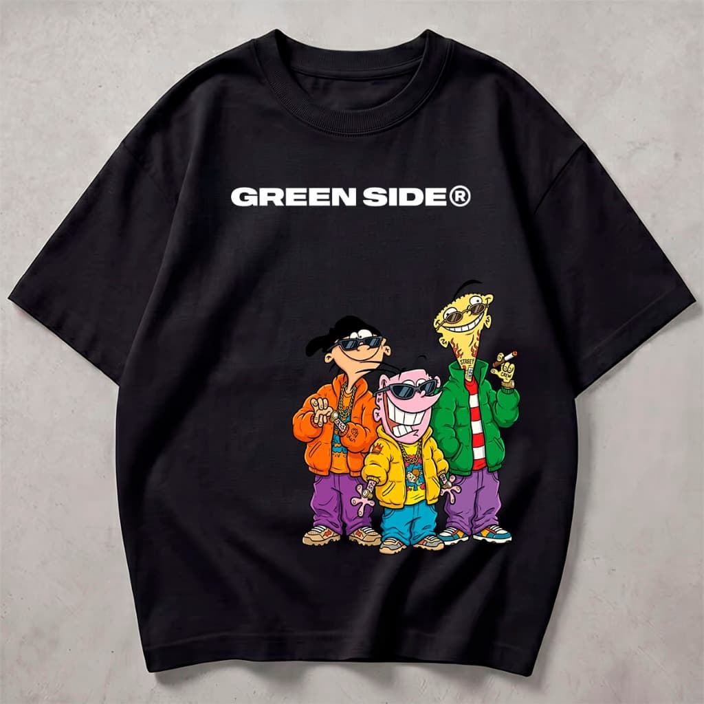 Camiseta Premium Green Side Streetwear Cartoon Du Dudu Edu Fashion Moda Coleção 2026 Dia a Dia