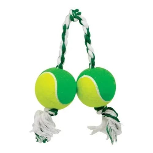 Brinquedo Pet Mordedor Corda Bola De Tênis Dupla Cachorro Dental Bone 46mm