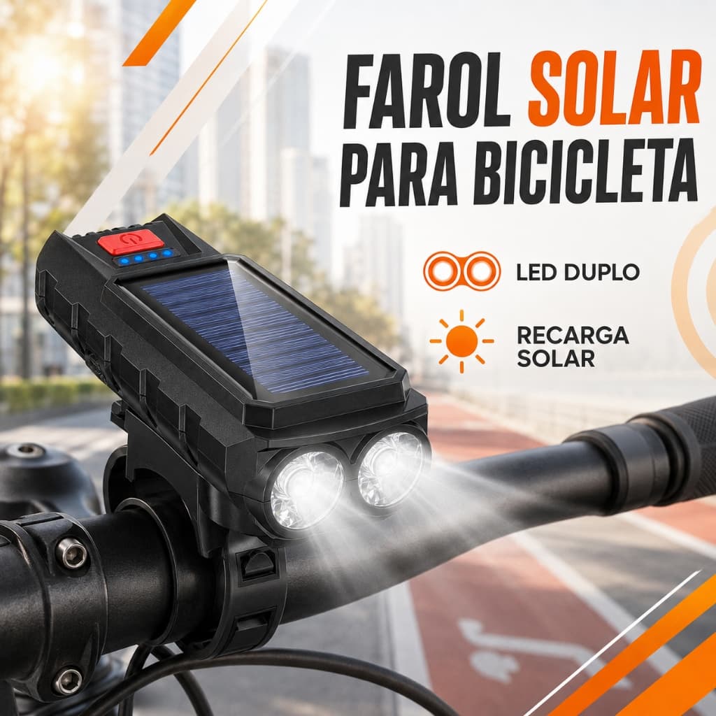 kit lanterna bike solar com buzina e powerbank recarregavel a prova d'agua farolbicicleta