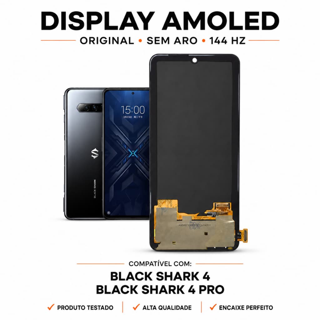 Display Tela Frontal Black Shark 4/ BlackShark 4 Pro Amoled Original Sem Aro Touch HD 144 HZ