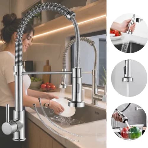 Torneira Para Cozinha Inox De Bancada Quente E Frio Cromada