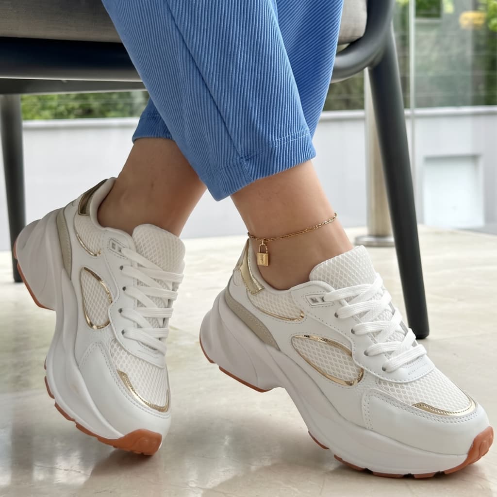 Tênis Casual Feminino Plataforma Chunky Sneaker Sola Alta Tratorada